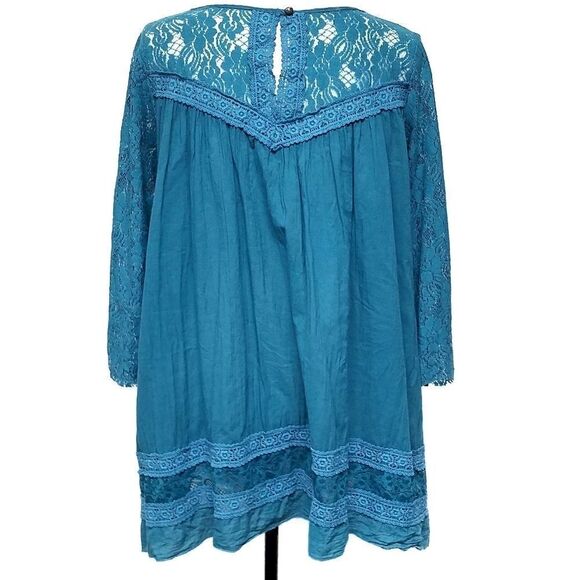 WINTER Lennon Turquoise Sheer Lace Crochet Tunic - Picture 6 of 8